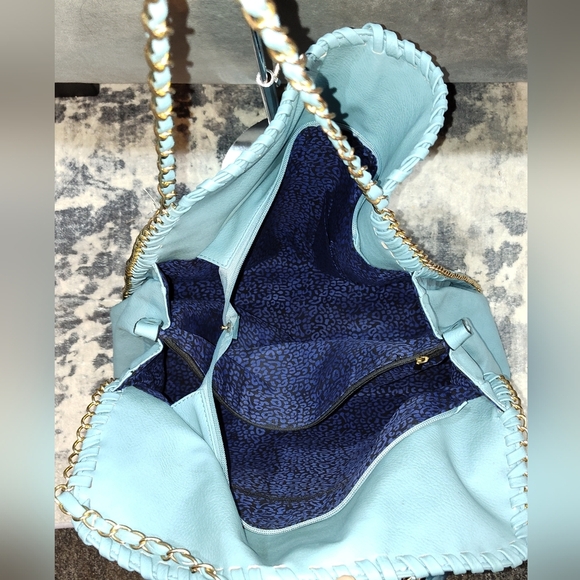 NWT Magid Rebecca & Rifka Baby Blue Leather Hobo Bag - Picture 3 of 13